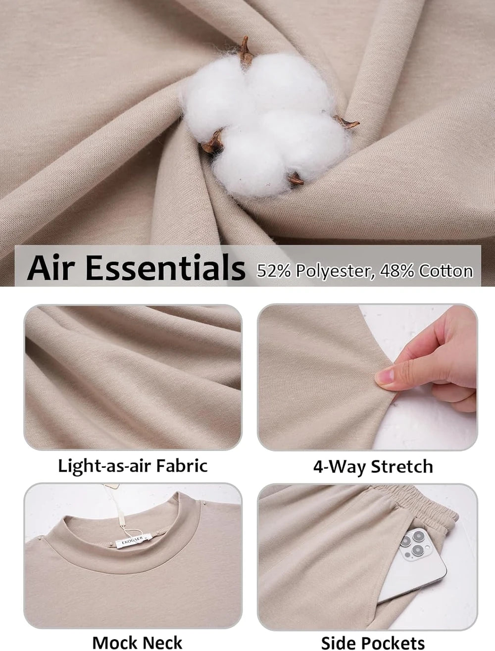 Mock Neck Cotton Blend Lounge Set