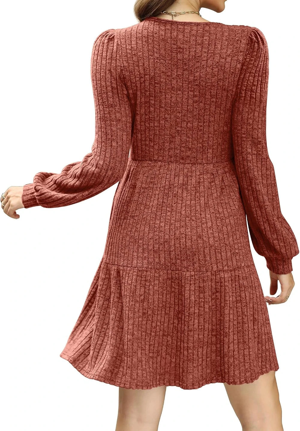 Sampeel Square Neck Long Sleeve Sweater Dress