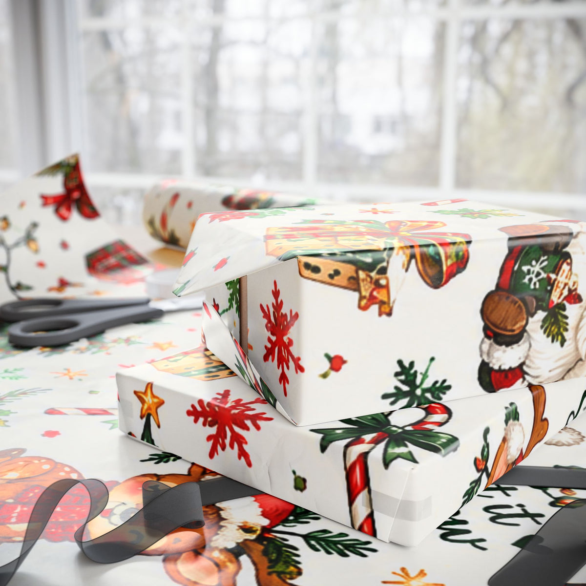 Christmas Reindeer Wrapping Paper Roll