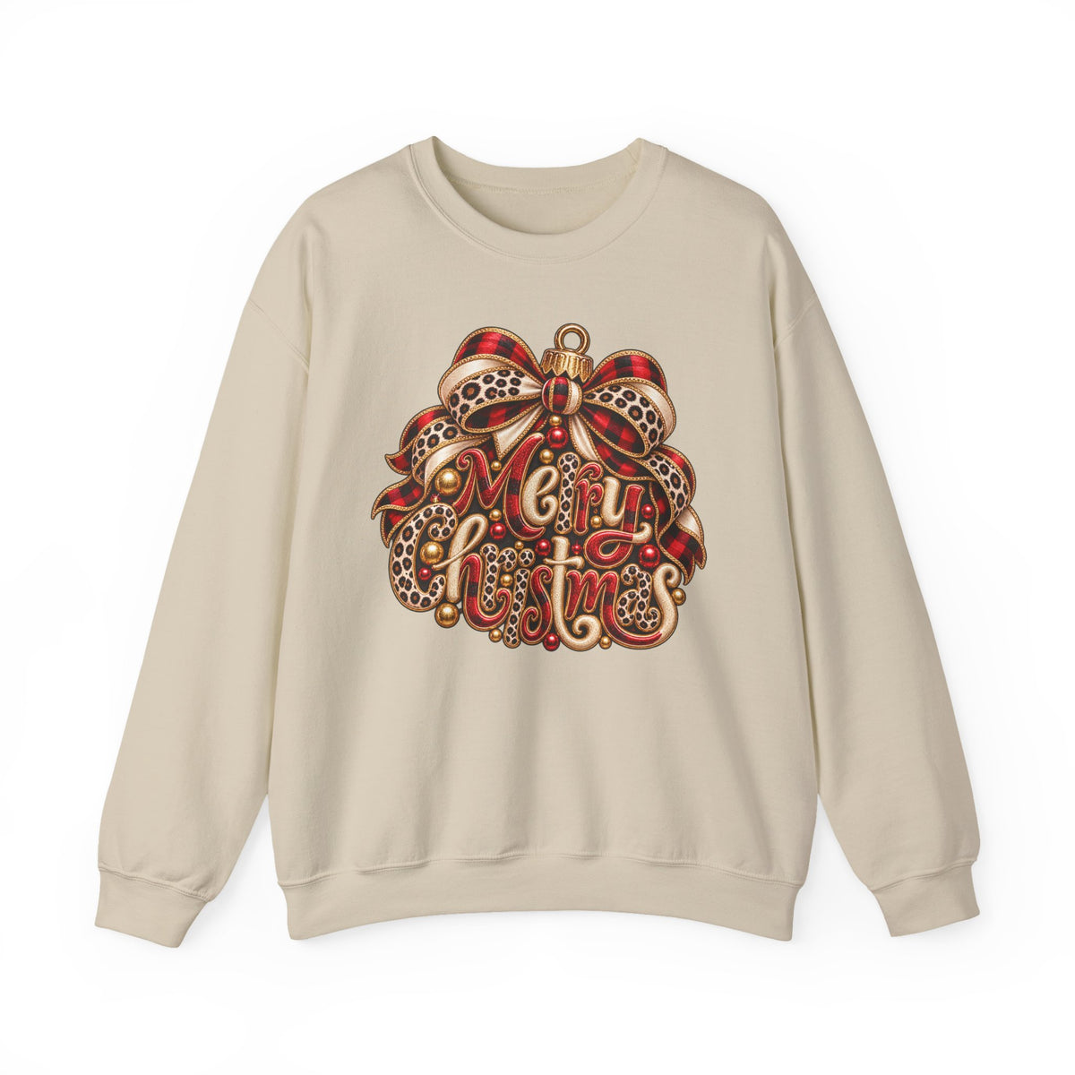 Christmas Leopard Ribbon Crewneck Sweatshirt