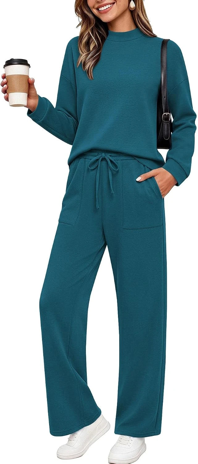 Mock Neck Cotton Blend Lounge Set