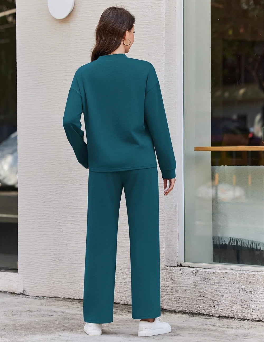 Mock Neck Cotton Blend Lounge Set