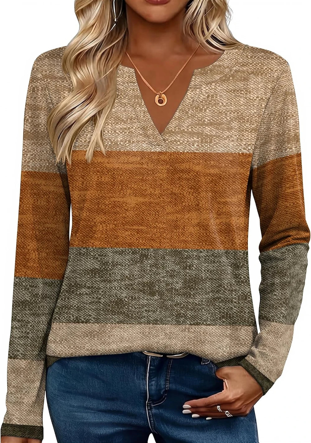 Zeagoo V-Neck Long-Sleeve T-Shirt