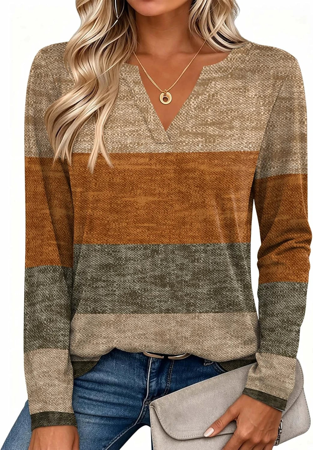 Zeagoo V-Neck Long-Sleeve T-Shirt