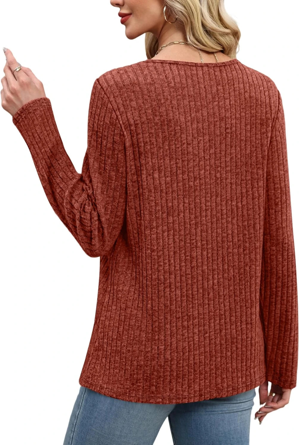 Cozy Button Crew Neck Tunic Sweater